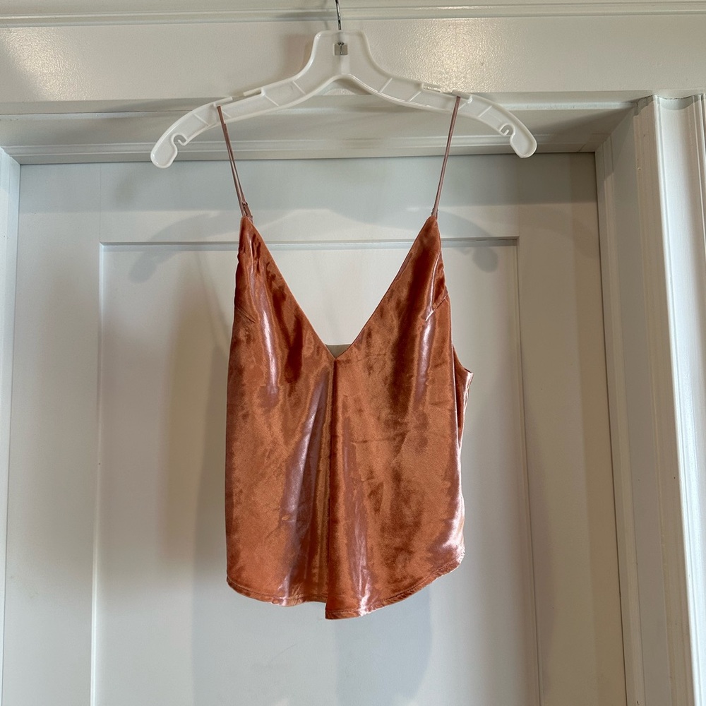 Fleur Du Mal Flamingo Pink Velvet Crop Camisole Tank Size M - Picture 7 of 8